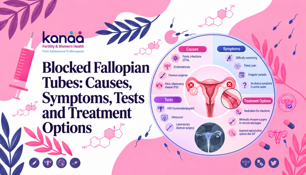 Blocked Fallopian Tubes: Causes, Symptoms, Tests and Treatment Options - Kanaa Fertility banner